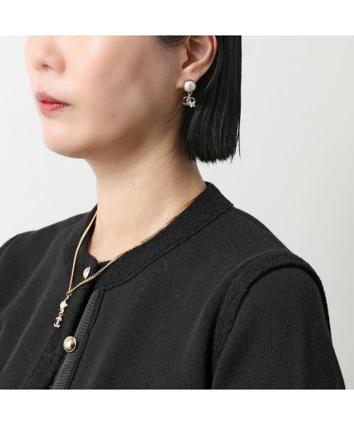 CHANEL シャネル ピアス ココマーク パール風×ラインストーン