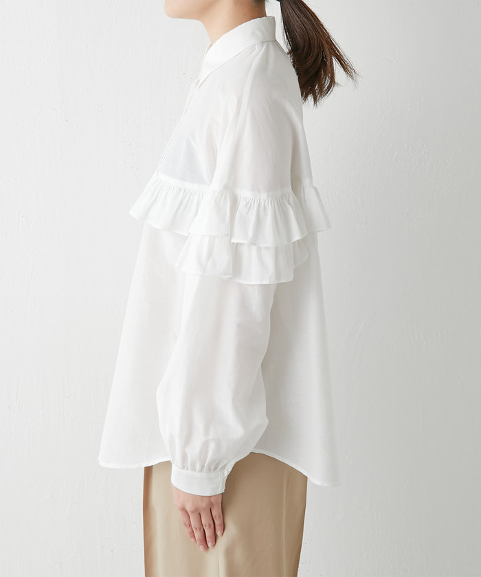 セール 70%OFF】コットンシルクフリルブラウス(505854879) | ガ