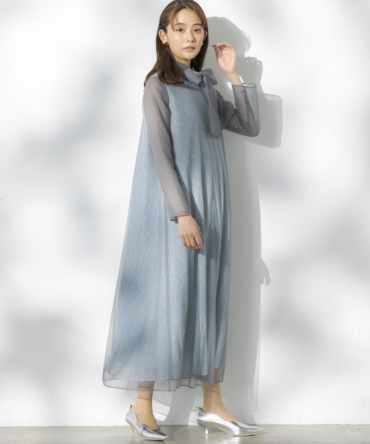 kaene】《formformaWEB限定》レース×チュールミックスドレス