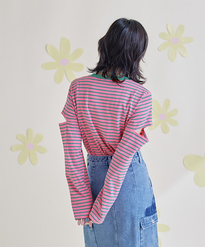 miette スリットスリーブボーダーロンT パープル - メルカリ