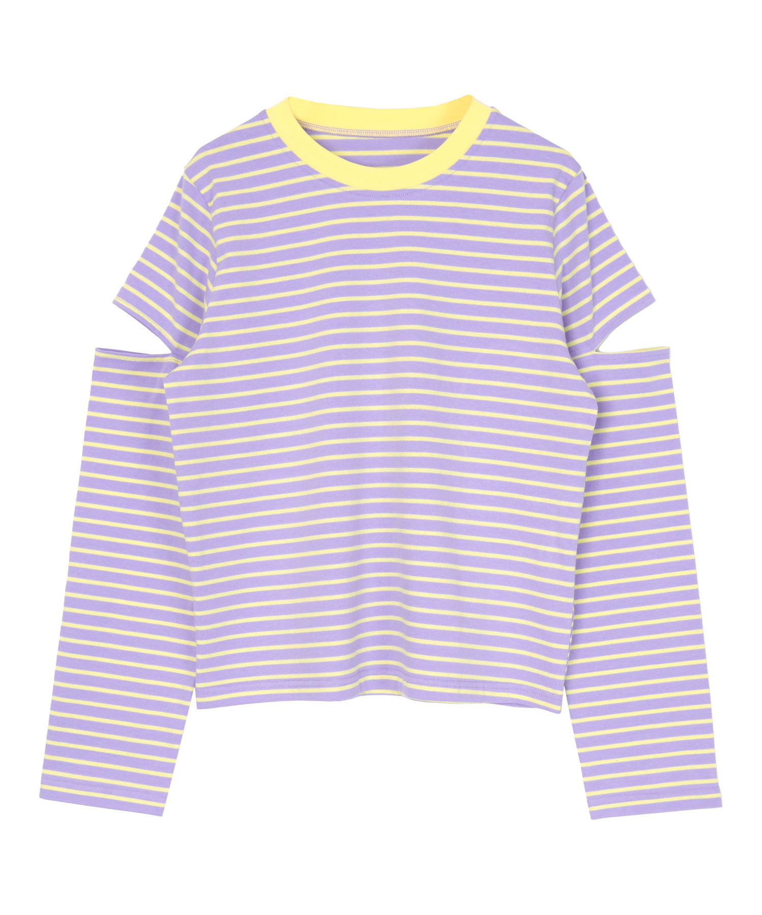 miette スリットスリーブボーダーロンT パープル スリットスリーブボーダーロンT(505873388) | ミエット(miette