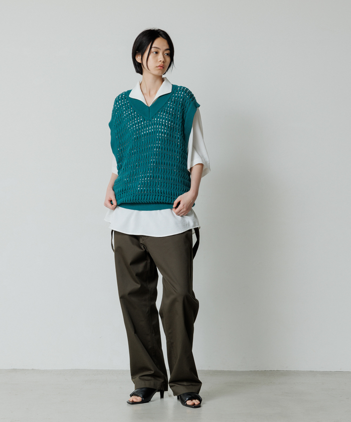 セール 65%OFF】【WEB限定】透かし編み ケーブル ニットベスト