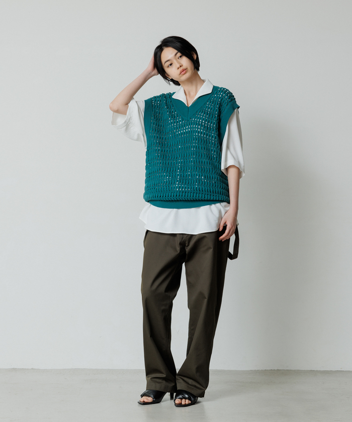 セール 65%OFF】【WEB限定】透かし編み ケーブル ニットベスト