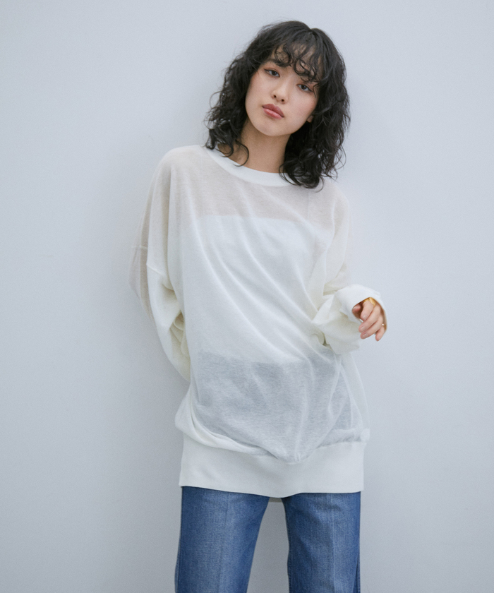 【新品】麻調 ルーズ シアー サマーニット ビッグプルオーバー オレンジ L ADAM ET ROPE'｜《新色追加》【WEB限定】麻調 ルーズ シアー
