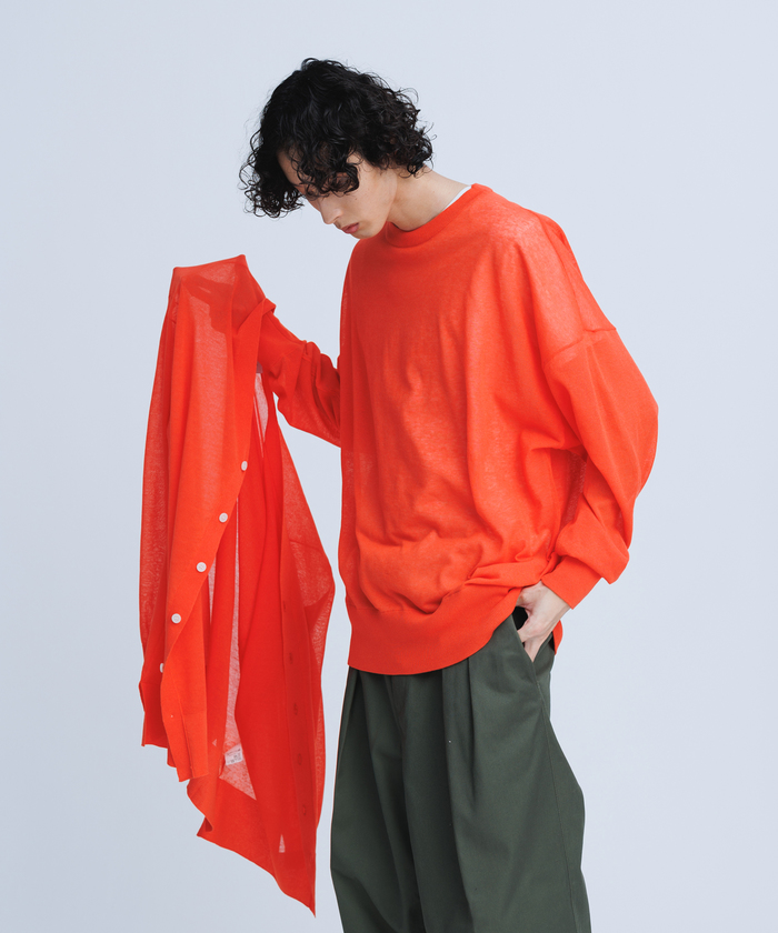 【新品】麻調 ルーズ シアー サマーニット ビッグプルオーバー オレンジ L ADAM ET ROPE'｜《新色追加》【WEB限定】麻調 ルーズ シアー