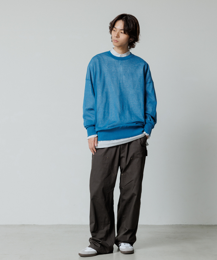 【新品】麻調 ルーズ シアー サマーニット ビッグプルオーバー オレンジ L ADAM ET ROPE'｜《新色追加》【WEB限定】麻調 ルーズ シアー
