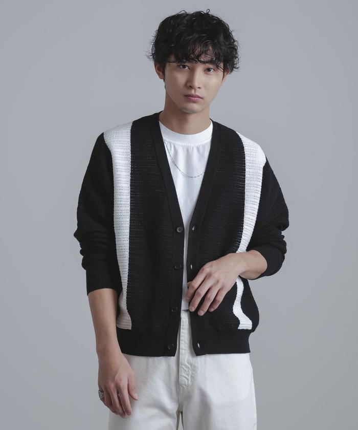 セール 60%OFF】透かし編みラインニットカーディガン(505816167