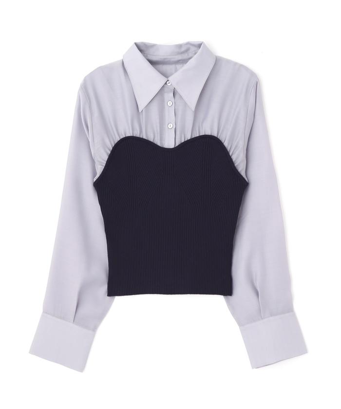 セール 30%OFF】◇シャツドッキングニットトップス(505844838 セール 30%OFF】◇シャツドッキングニットトップス(505844838