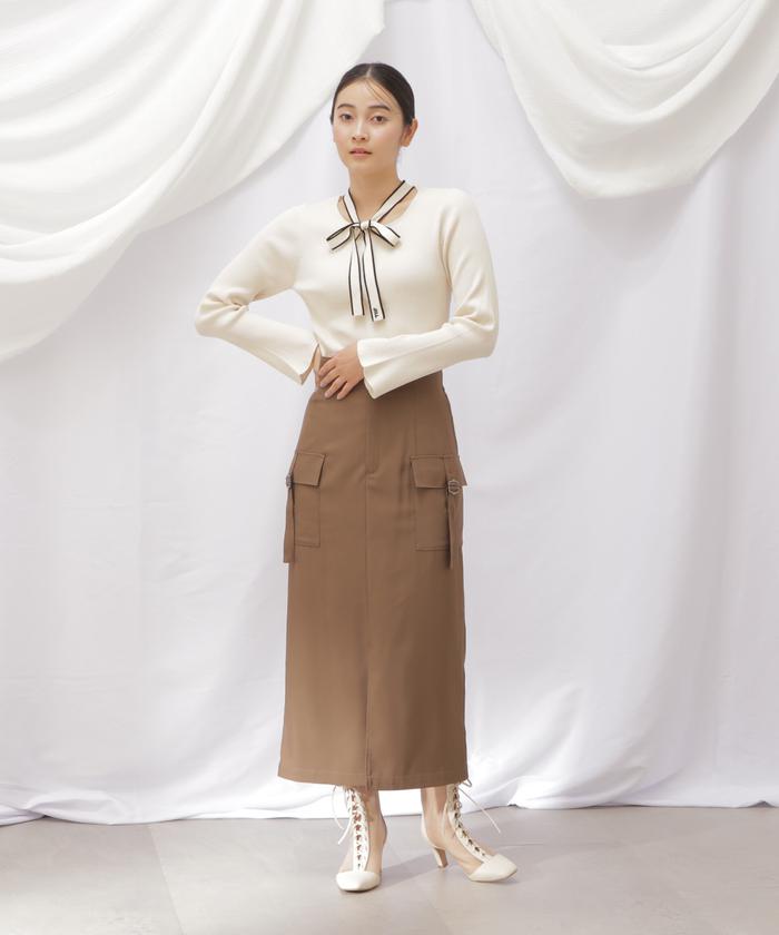 ジルバイジルスチュアート ニット キャミソール 付 ロゴ ボウタイ ワンピース ジルバイジルスチュアート ニット キャミソール 付 ロゴ