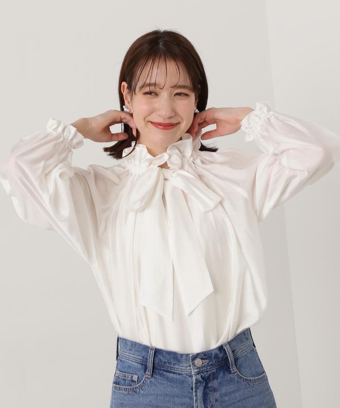N.Natural beauty basic - 【新品】Natural BeautyBasic シルキーローンリボンタイブラウス N.Natural Beauty Basic シルキーローンリボンタイブラウス