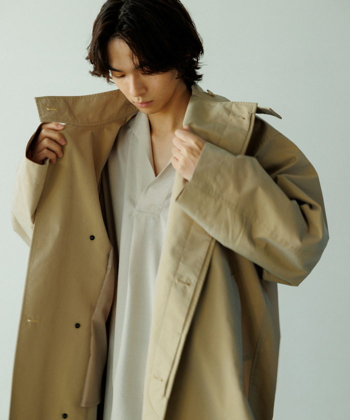 セール】【WEB限定】玉虫色 スタンドカラー オーバーコート セール】【WEB限定】玉虫色 スタンドカラー オーバーコート