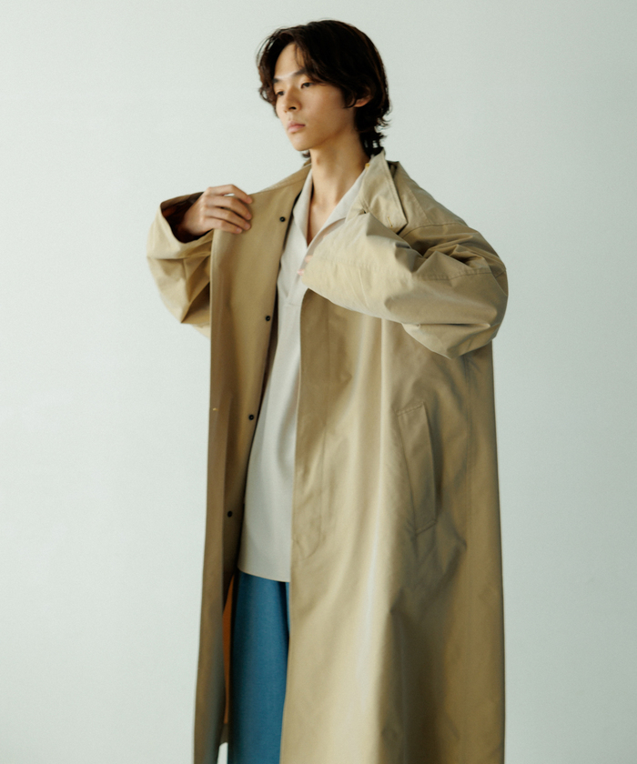 セール】【WEB限定】玉虫色 スタンドカラー オーバーコート セール】【WEB限定】玉虫色 スタンドカラー オーバーコート
