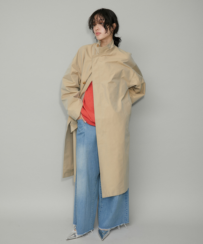 セール】【WEB限定】玉虫色 スタンドカラー オーバーコート セール】【WEB限定】玉虫色 スタンドカラー オーバーコート