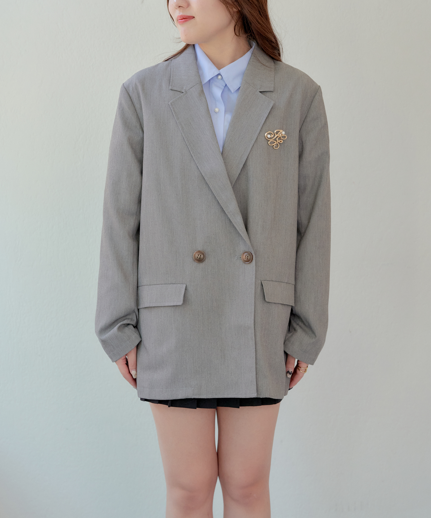 OLIVE des OLIVE ファー ジャケット グレー ピンク ファー付ショートダウンジャケット / GRACE CONTINENTAL | GRACE