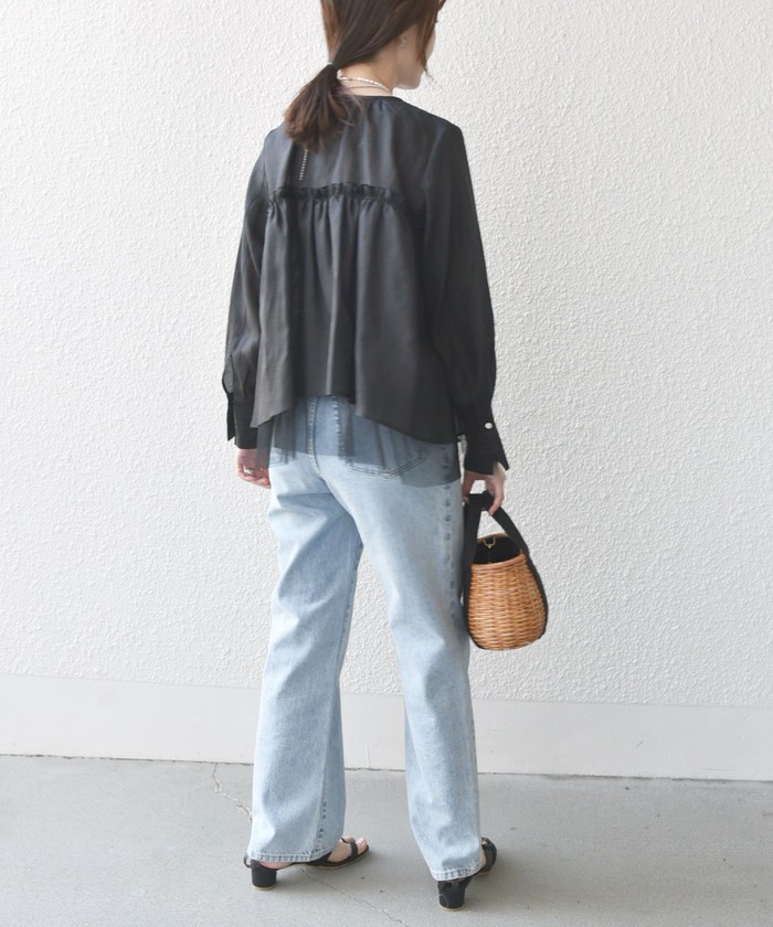 セール 50%OFF】*〈手洗い可能〉ペーパー リネン フリル 羽織