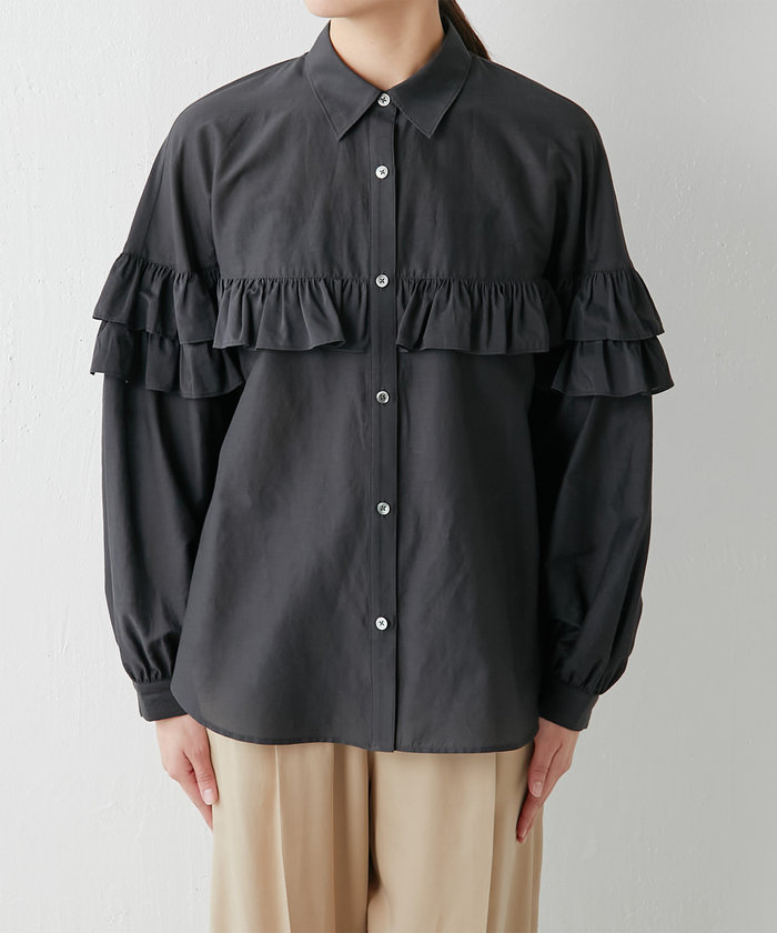 セール 70%OFF】コットンシルクフリルブラウス(505854879) | ガ