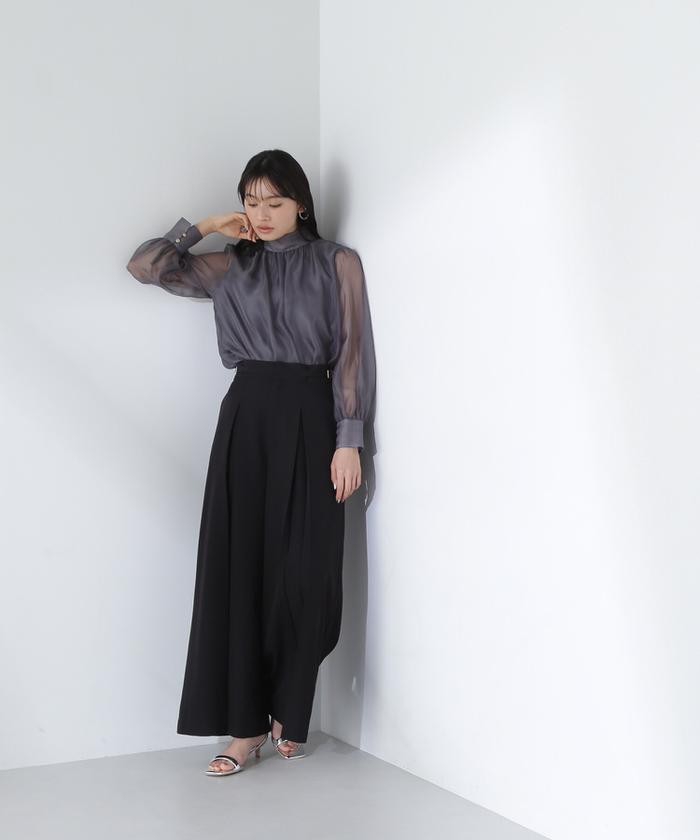 ハイネックボリュームシアーブラウス 24SS(505879835