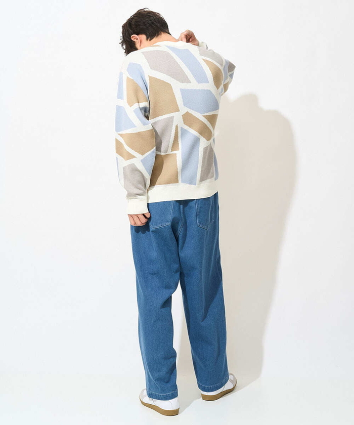 デッドストック 80s～90s タック入り ワイドテーパード ヒッコリーパンツ ワイド好き必見】ダック地 ワイドシルエットパンツ（5-0092-5-59