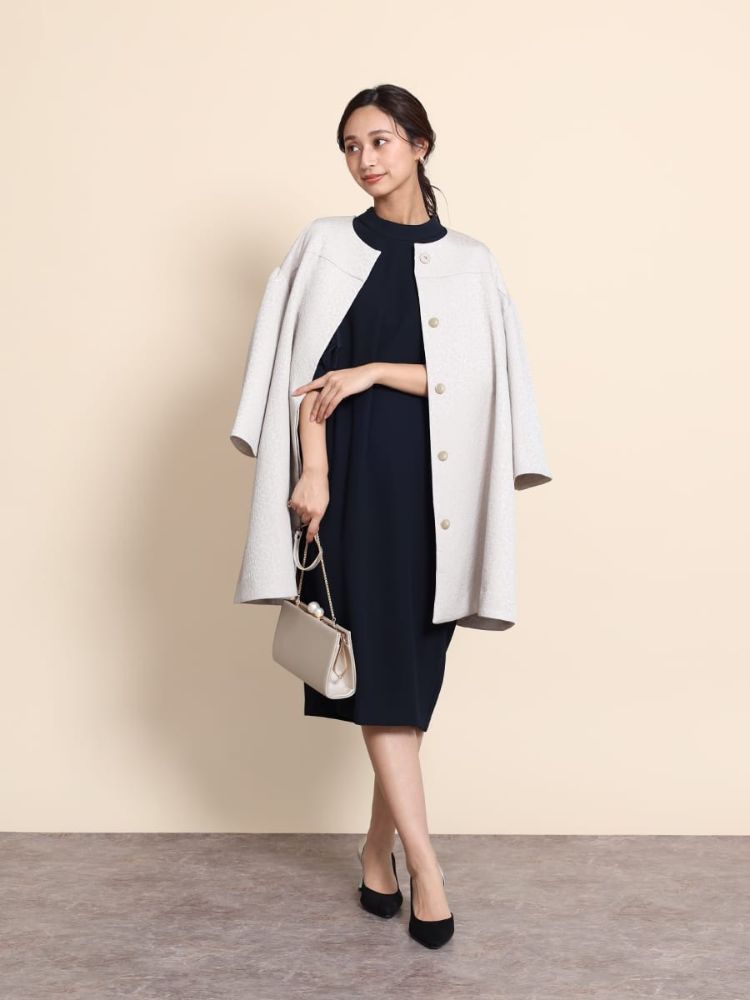 美品 フェンネル　FENNEL チュールスリーブバックリボンワンピース　9号 フェンネル FENNEL チュールスリーブバックリボンワンピース