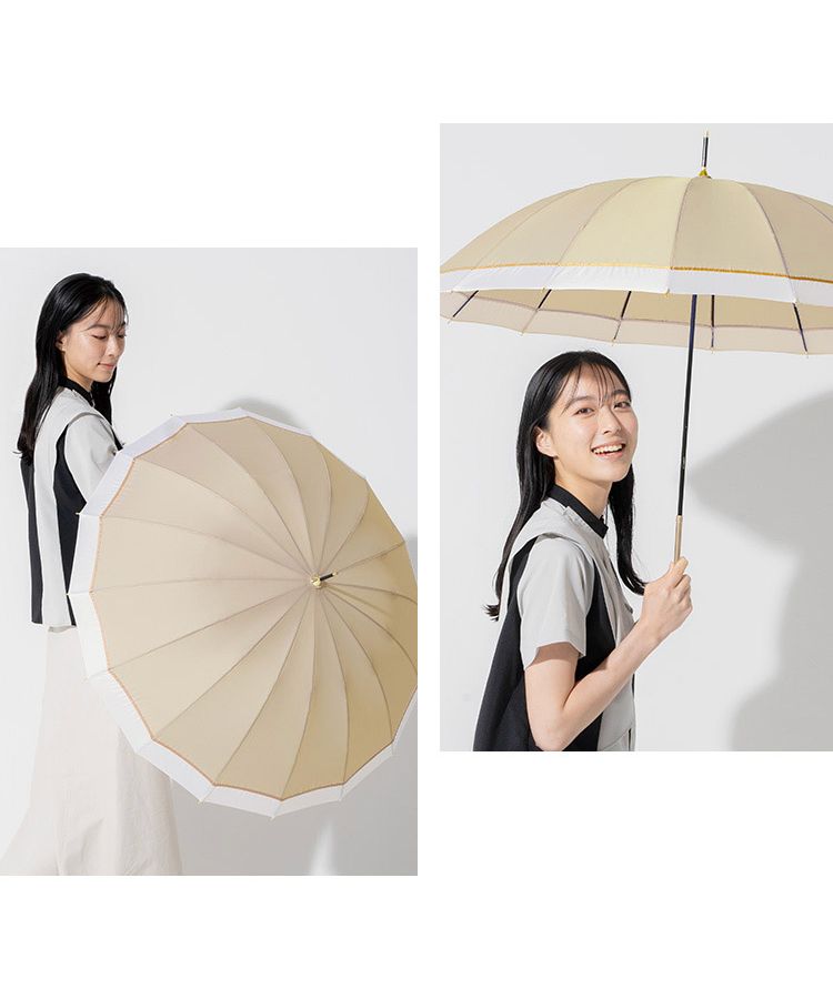 【セット割】Rady ノベルティ日傘 ホワイト&ブラック Wpc.公式】雨傘 16本骨 切継ライン 16本傘 耐風 傘 風に強い