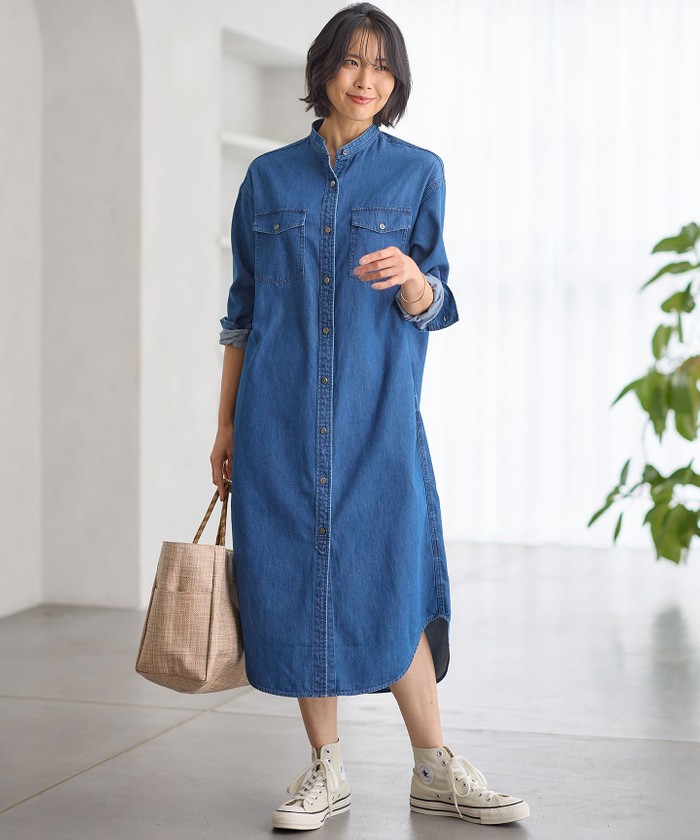 23区DENIM ライトダンガリー シャツワンピース セール】【Oggi4月号掲載/洗える】23区DENIM ライトダンガリー