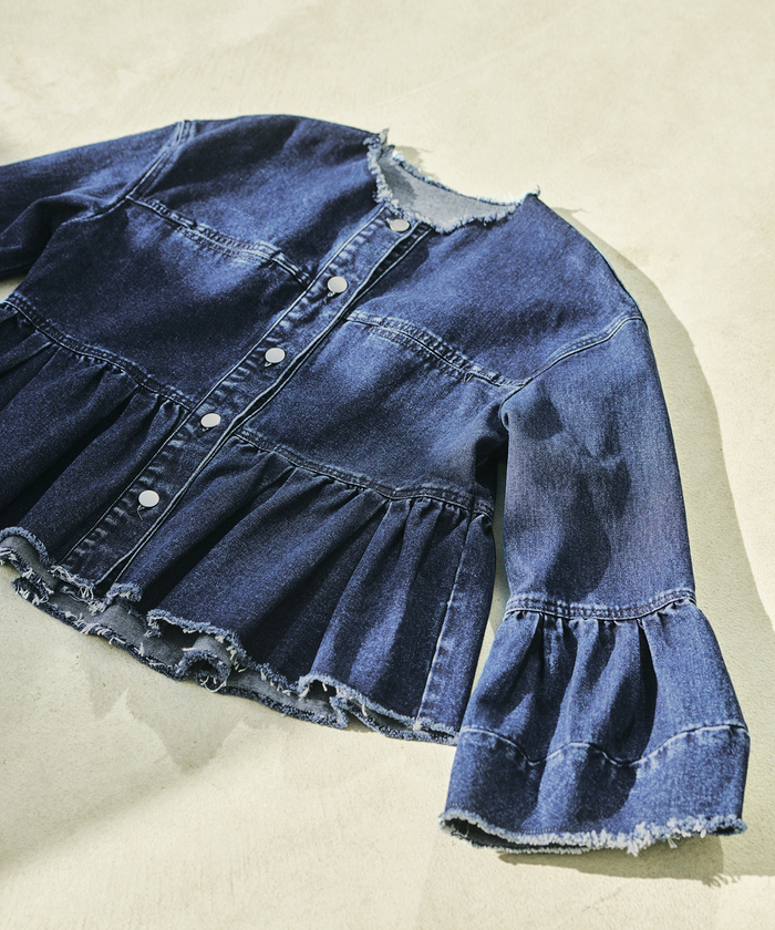 セール】【WEB限定】カットオフペプラムデニムジャケット