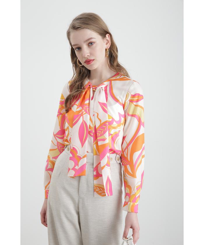 セール 30%OFF】◇アブストラクトボタニカルプリントブラウス