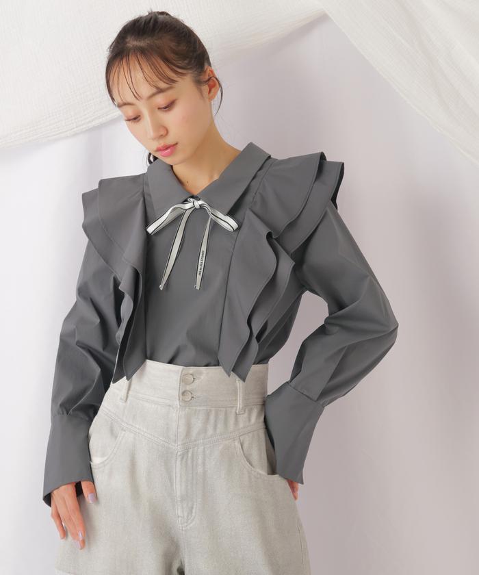セール】◇リボンツキラッフルブラウス(505892233) | ジル バイ セール】◇リボンツキラッフルブラウス(505892233) | ジル バイ