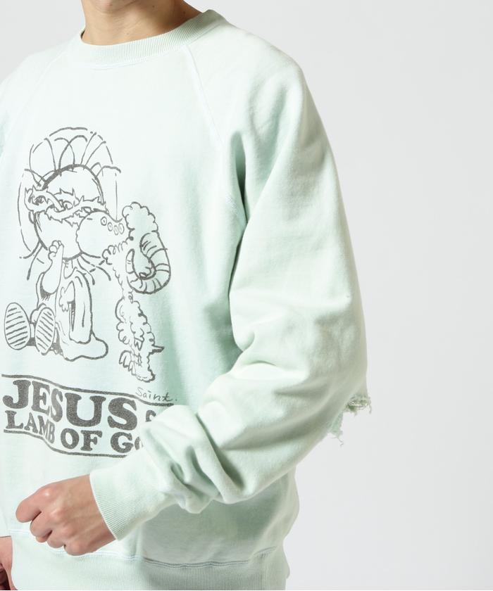 セントマイケル イエス・キリスト プリント スウェット SAINT MICHAEL JESUS セントマイケル スウェット