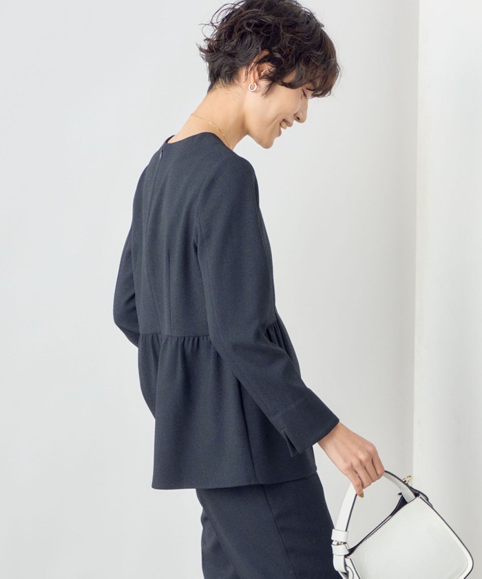 新品 NOLLEY'S ノーリーズ ツイル バーズアイ　ペプラムブラウス NOLLEY'S｜<<セットアップ対応>>ツイル バーズアイペプラム