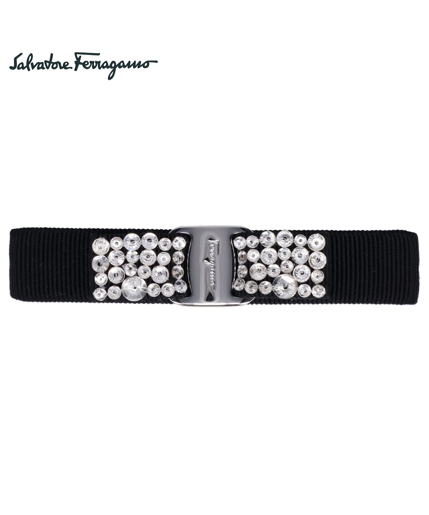 新品 Salvatore Ferragamo CRYSTAL バレッタ（サルバトーレ