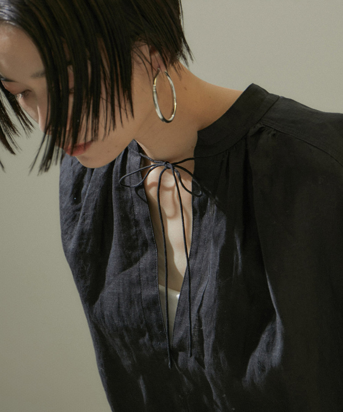 24SS]ノルマンディリネンクロップドブラウス【セットアップ対応
