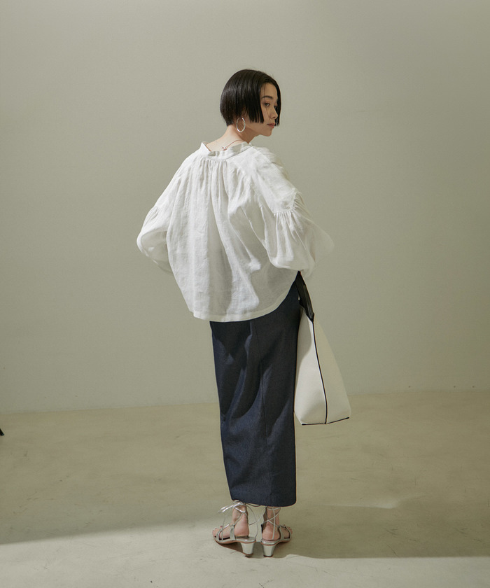 豪華 24SS]ノルマンディリネンクロップドブラウス【セットアップ対応 トップス