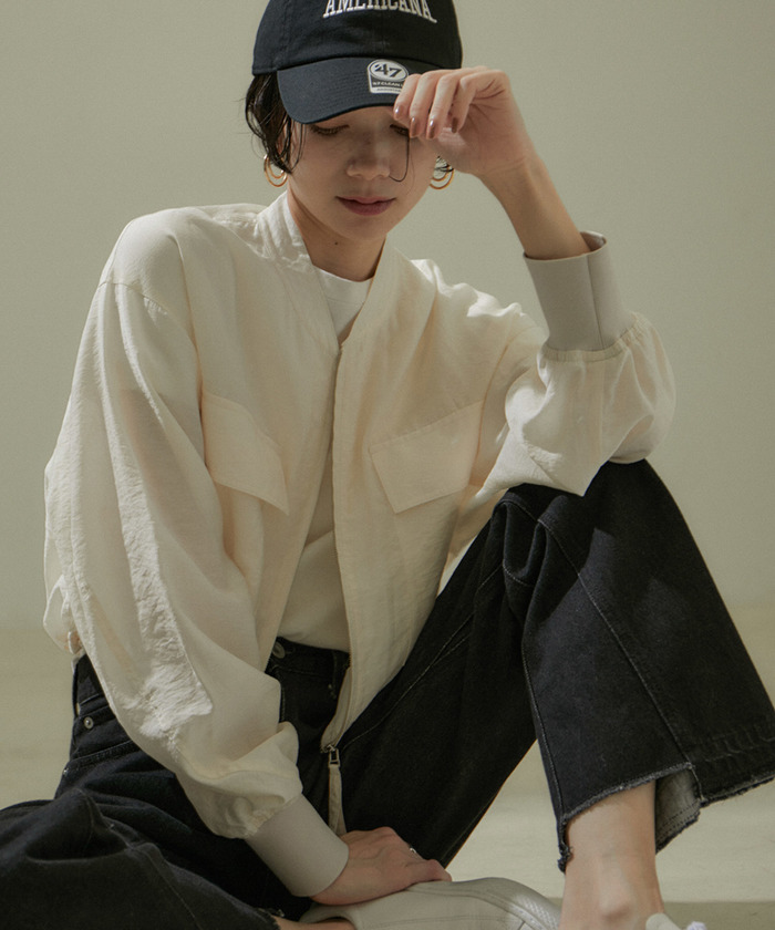 サロンアダムエロペ　[24SS]シアークロップドブルゾン【洗える】 SALON adam et rope'（サロン アダム エ ロペ）の「[24SS]シアー