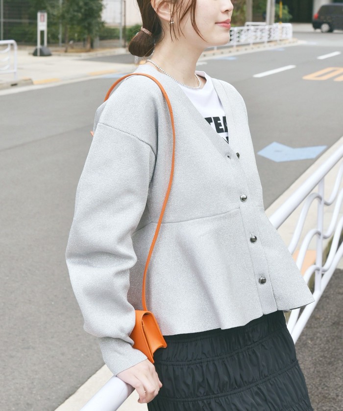 セール 40%OFF】* 〈手洗い可能〉ラメ ペプラム バナナ スリーブ