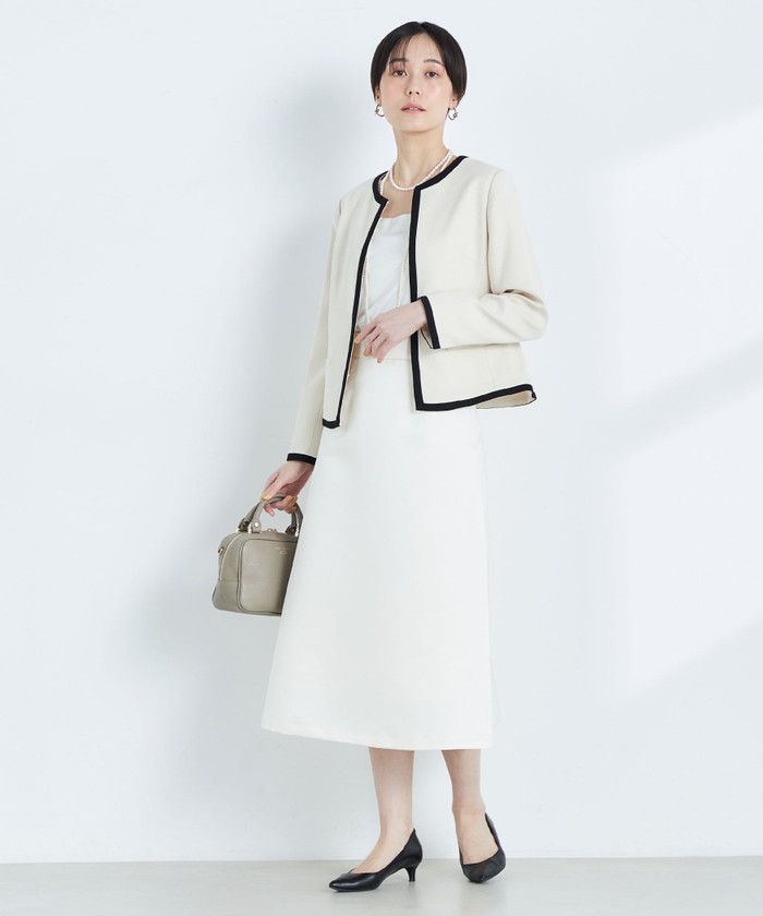 定番の冬ギフト クーポン】【セール 30%OFF】◇【WEB限定】配色ノーカラー ジャケット・アウター
