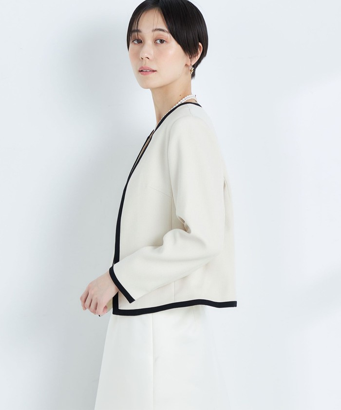 クーポン】【セール 30%OFF】◇【WEB限定】配色ノーカラー