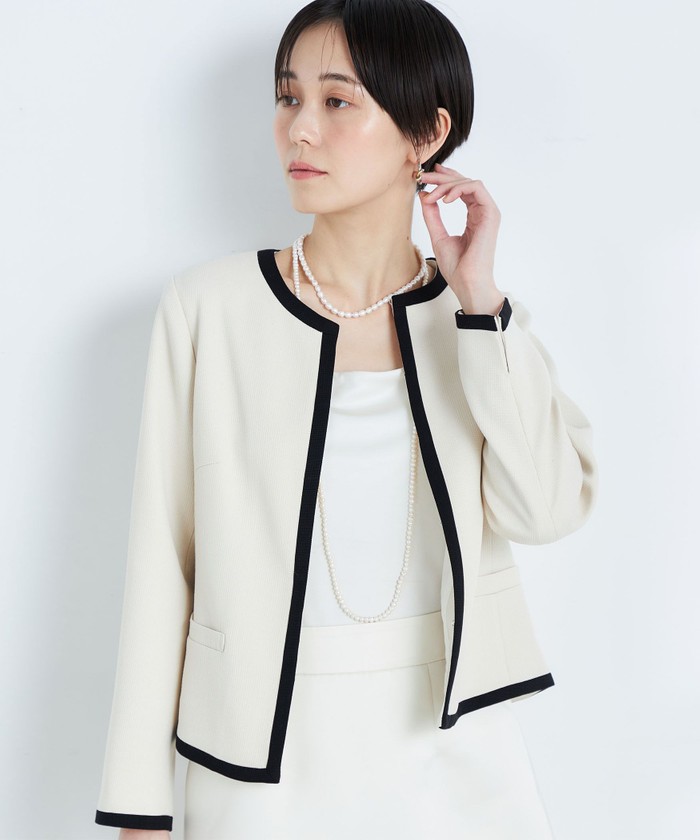 クーポン】【セール 30%OFF】◇【WEB限定】配色ノーカラー クーポン】【セール 30%OFF】◇【WEB限定】配色ノーカラー
