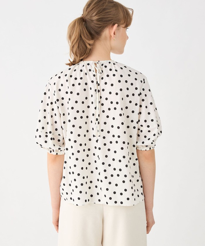 セール 40%OFF】ドットプリント ランタンスリーブブラウス