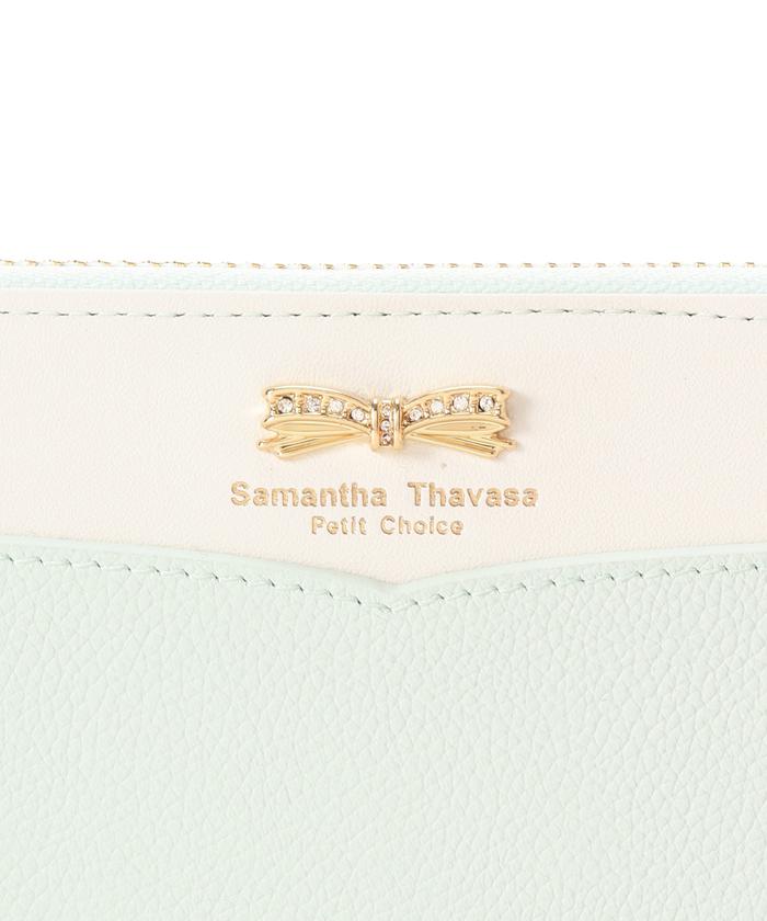 すぐ届く☆【Samantha】バイカラー金具リボン 2つ折財布 ビジューリボンバイカラー 折財布(FREE ピンク): Samantha
