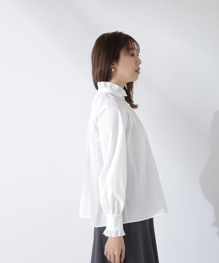 ⭐︎美品⭐︎ damefrank ハイネックフリルブラウス セール】ハイネックフリルブラウス 24SS(505899080