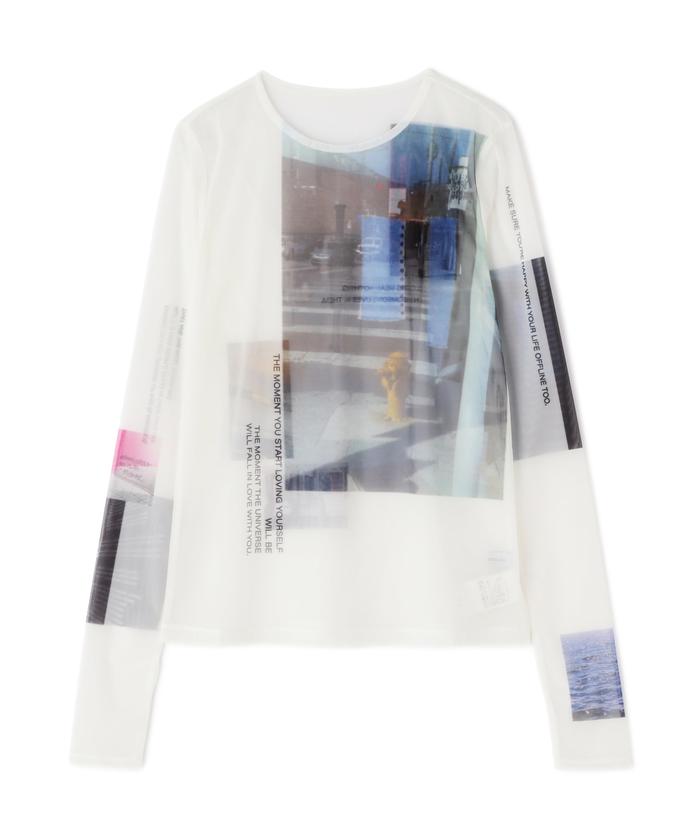 トップス MAISON SPECIAL/Photo Print Mesh Tops Photo Print Mesh Tops/フォトプリントメッシュトップス【MAISON