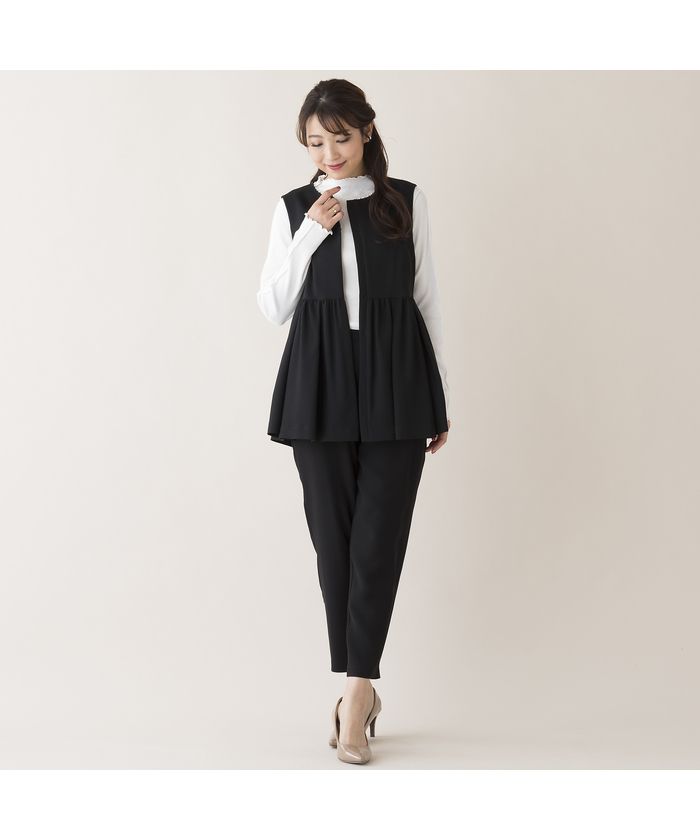 クーポン】【セール 50%OFF】【セットアップ対応】ペプラムジレ