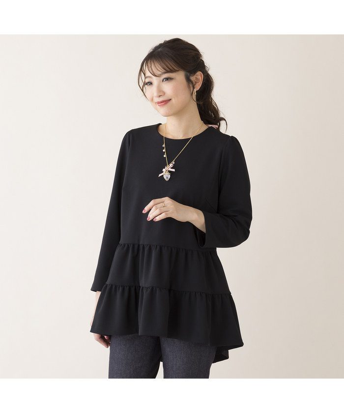 セール 60%OFF】パーフェクトジャージフリル切替カットソー セール 60%OFF】パーフェクトジャージフリル切替カットソー