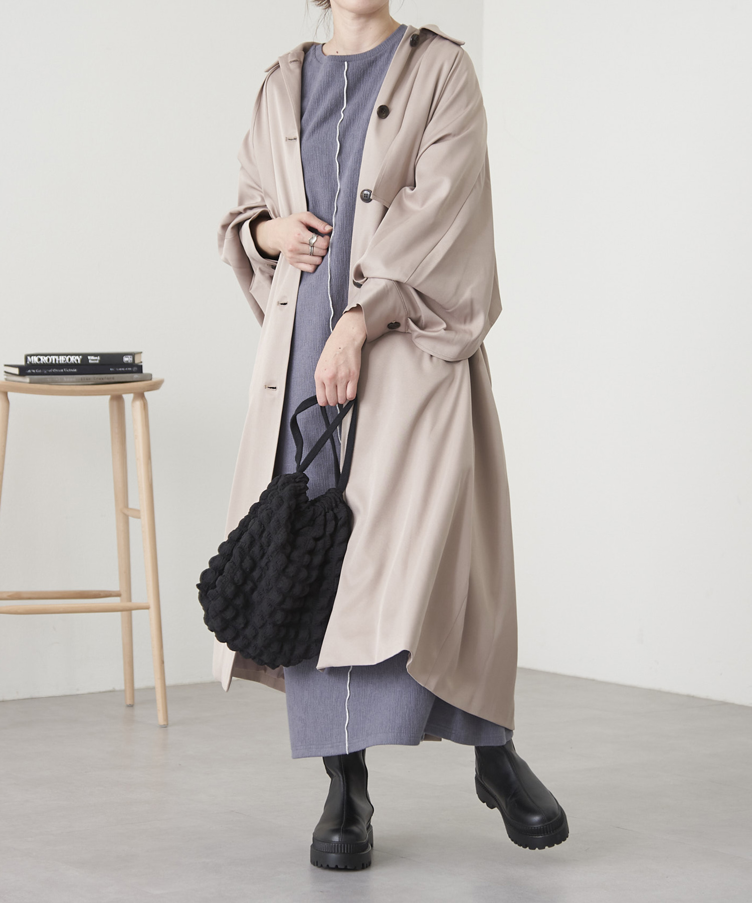 極美品 dunhill グレー トレンチコート 春コーデ 高級ブランド