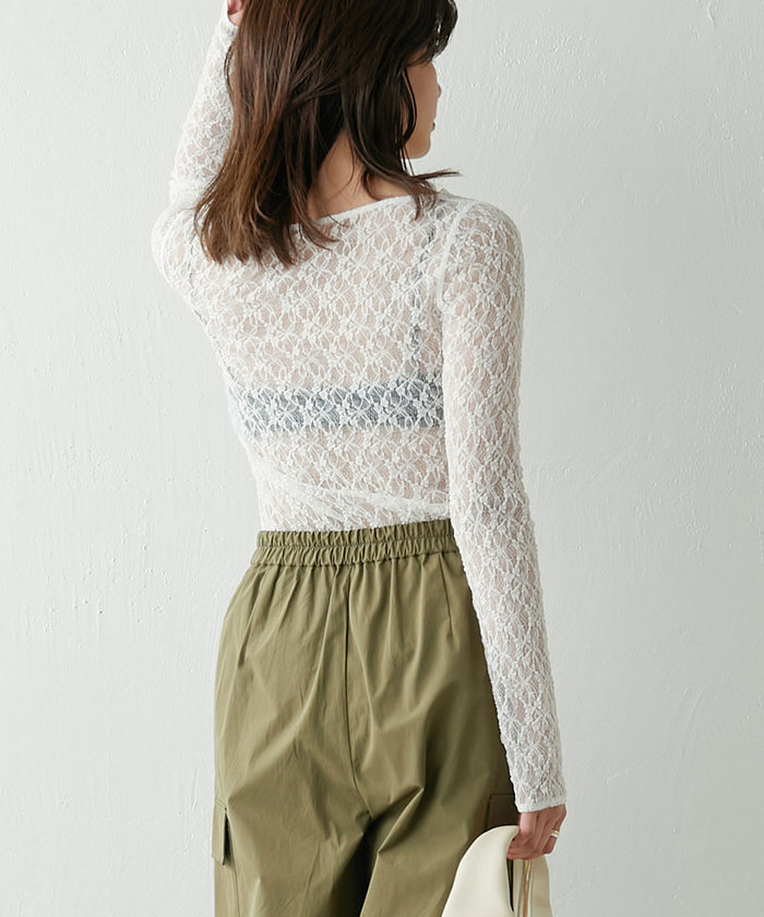 【La nature linge】ソフトレースワイドネックプルオーバー La nature linge】ソフトレースワイドネックプルオーバー