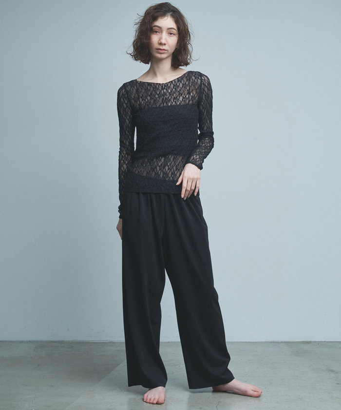【La nature linge】ソフトレースワイドネックプルオーバー La nature linge】ソフトレースワイドネックプルオーバー