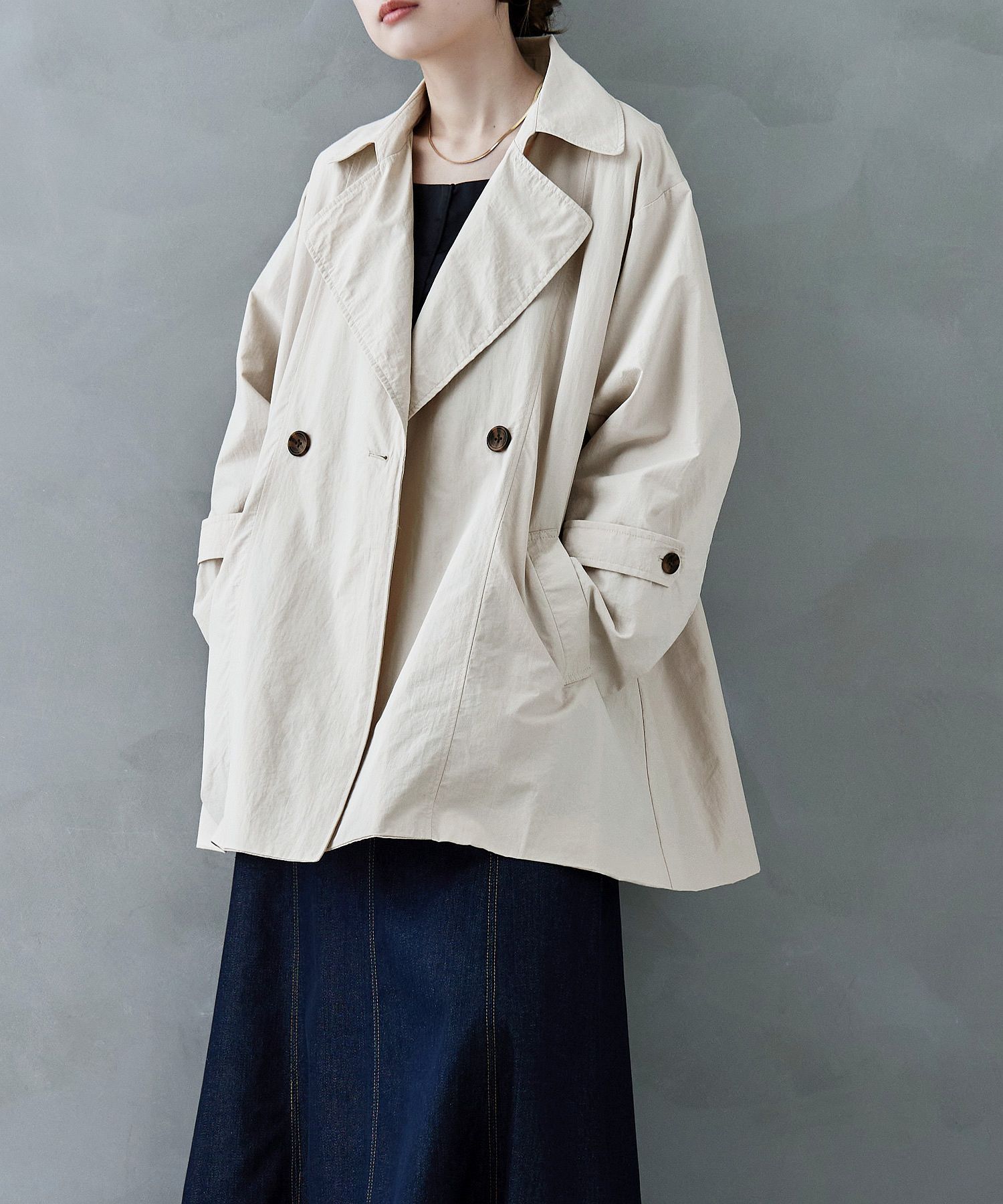 極美品✨定価7.3万　雑誌掲載　エブール　トレンチコート　ゆったり ElegChic トレンチコート コート フライヨークロングコート