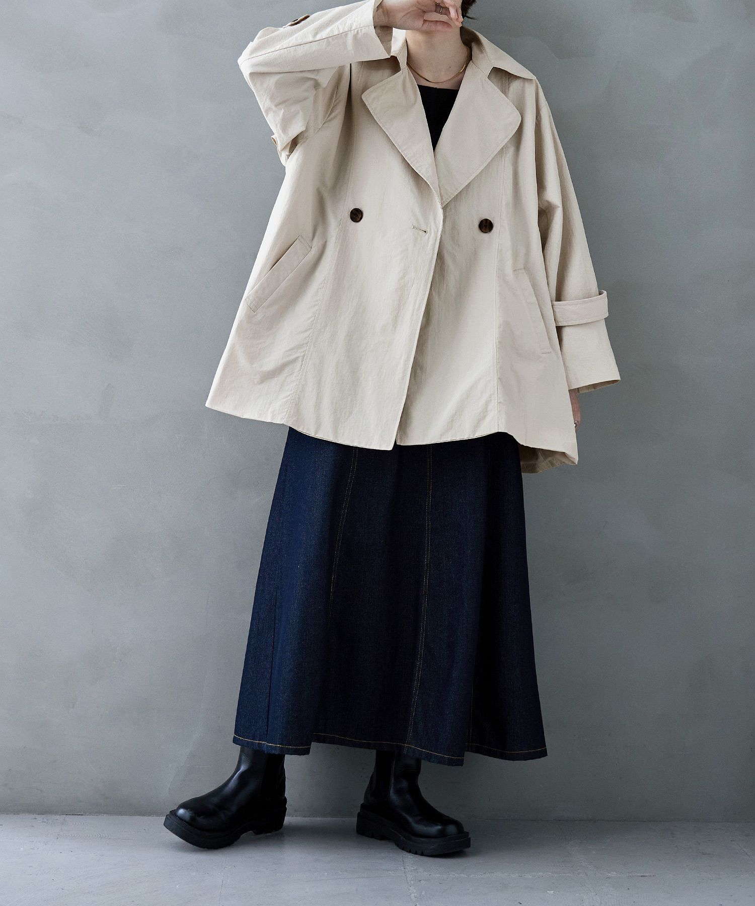 DIESEL ミドルトレンチコート 骨格ストレートミドル丈トレンチコート コート|骨格ストレート