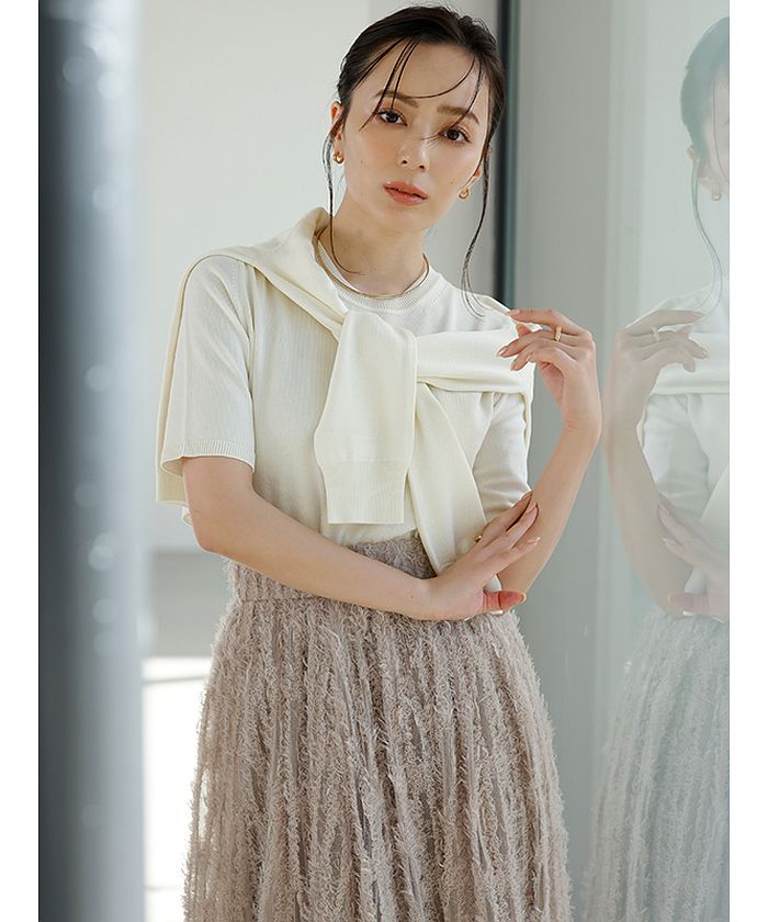 ánuans チュールジャガード2WAYブラウス IVORY